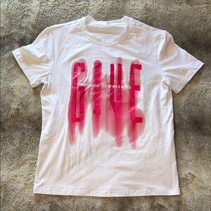 White T-Shirt with Pink Graphic 🎀